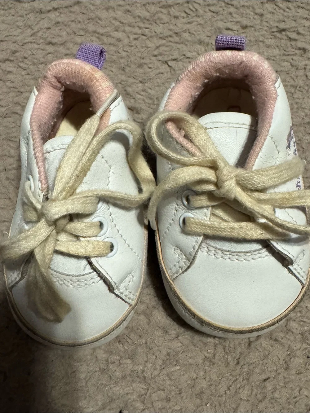 Vintage Oshkosh Crib Shoes Baby Butterfly Size 1 6-12 Weeks White Embroidered-